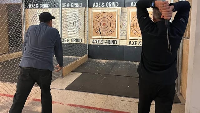 Hurl Axes Side by Side at Axe & Grind