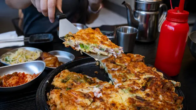 Tabletop Grill and Seafood Pancake at Kang's Kitchen