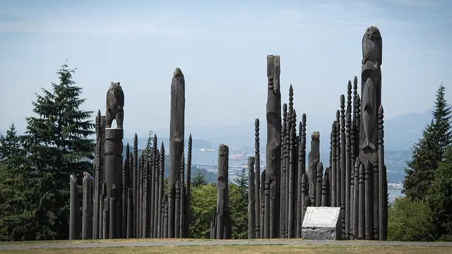 Sunset Among the Totems on Burnaby Mountain