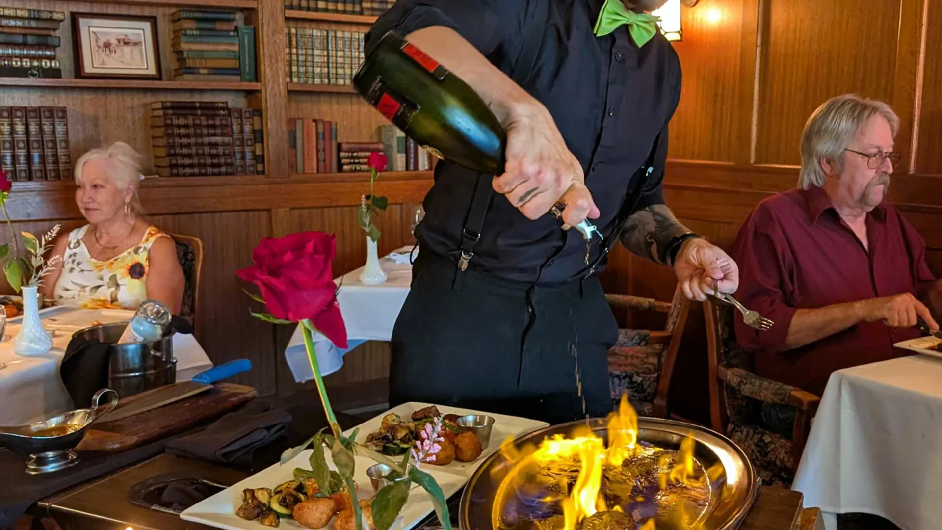 Tableside Flambé at the Old Surrey Restaurant, Cloverdale, Vancouver BC