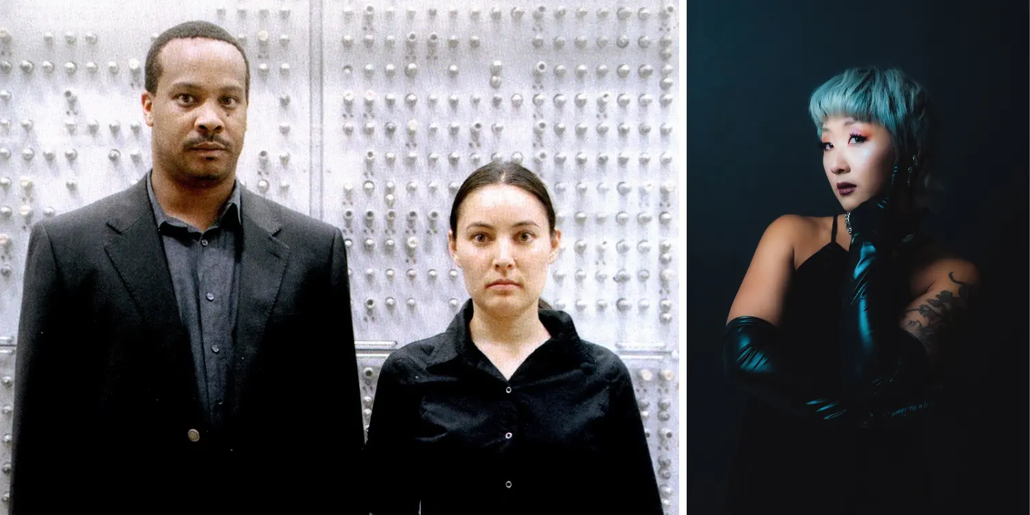 Promotional portraits of Dopplereffekt and organizer Nancy Lee, as identified in the source caption