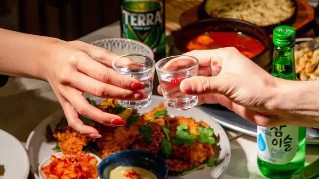 Soju and Pojangmacha Plates at Zoomak